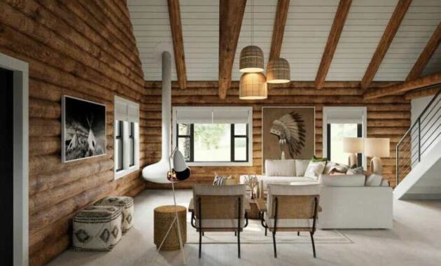 Modern log house interior design