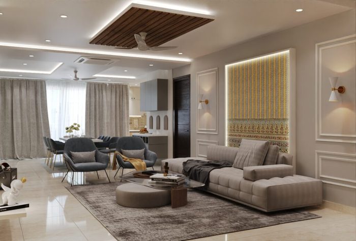 Modern living area interior design