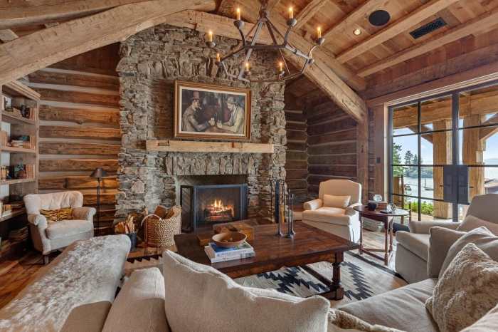 Modern log house interior design