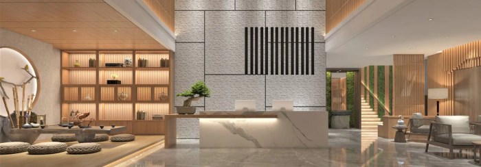 Hotel interior modern lobby office behance reception bloxburg mixed use luxury hotels wall bulding corporate building ceiling hall desk counter